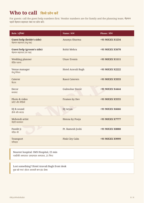 Who to call page